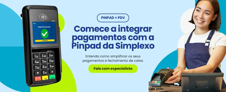 Pagamentos maquininha pinpad da Simplexo